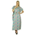 thumbnail image 3 of Bimba Cotton Long Kaftan Printed Maxi Floral Caftan Boho Chic Beach Coverup, 3 of 7