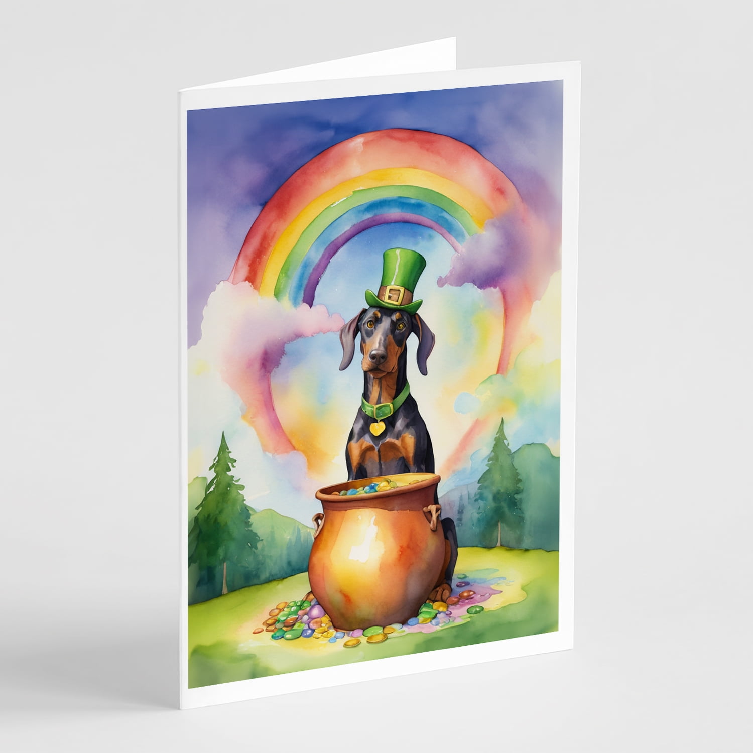 Flat-Coated Retriever St Patrick's Day Greeting Cards Pack of 8 7 in x 5 in