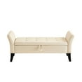 thumbnail image 3 of 51.5" Beige Velvet Bed Bench With Storage - Elegant Curved Arms & Solid Wooden Legs End Seating Practical, 3 of 6