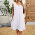 thumbnail image 6 of Drovellove 2026 Fashion Women's Solid Color Pleated Dress Sleeveless Plus Size Tank Bathing Suit Coverups T Shirt Loose Keyhole Front A-Line Beach Dress Casual Vacation Sundress with Side Pockets, 6 of 9
