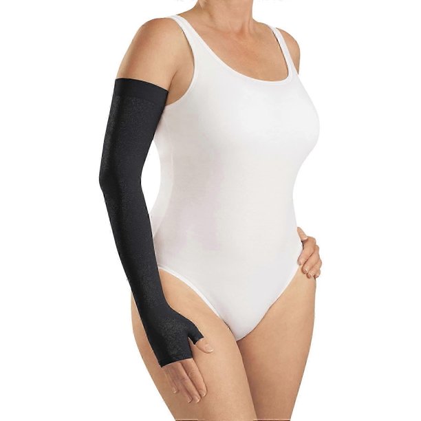 Harmony Lymphedema Compression Arm Sleeve Gauntlet Silicone with Band, 2030 mmHg II Black