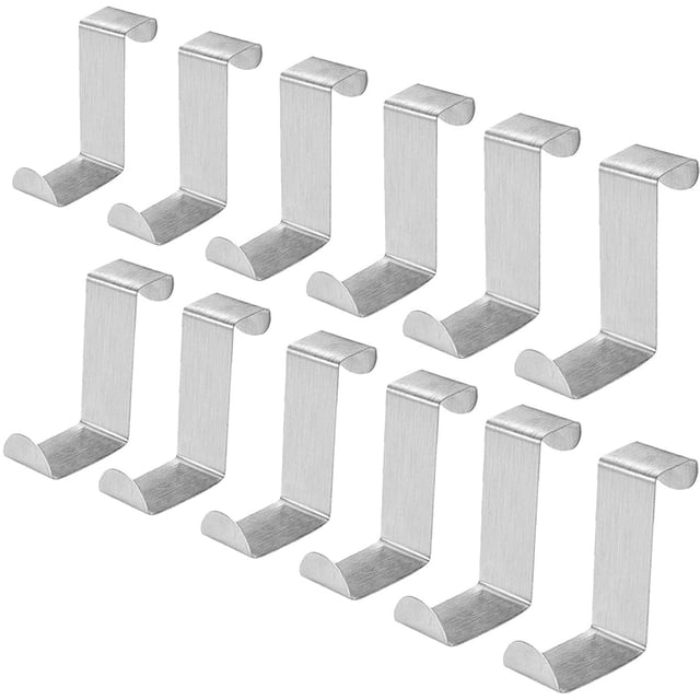 Ganchos de puerta de acero inoxidable de 12 piezas para puerta y cajón (2 - 4,5)