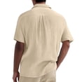 thumbnail image 4 of WTOBBY Men's Casual Short-Sleeve Shirt with Collar and Buttons Solid Color, Lightweight, Breathable, and Versatile Stylish Top for Men, Perfect for Business, Casual,Beige L, 4 of 6