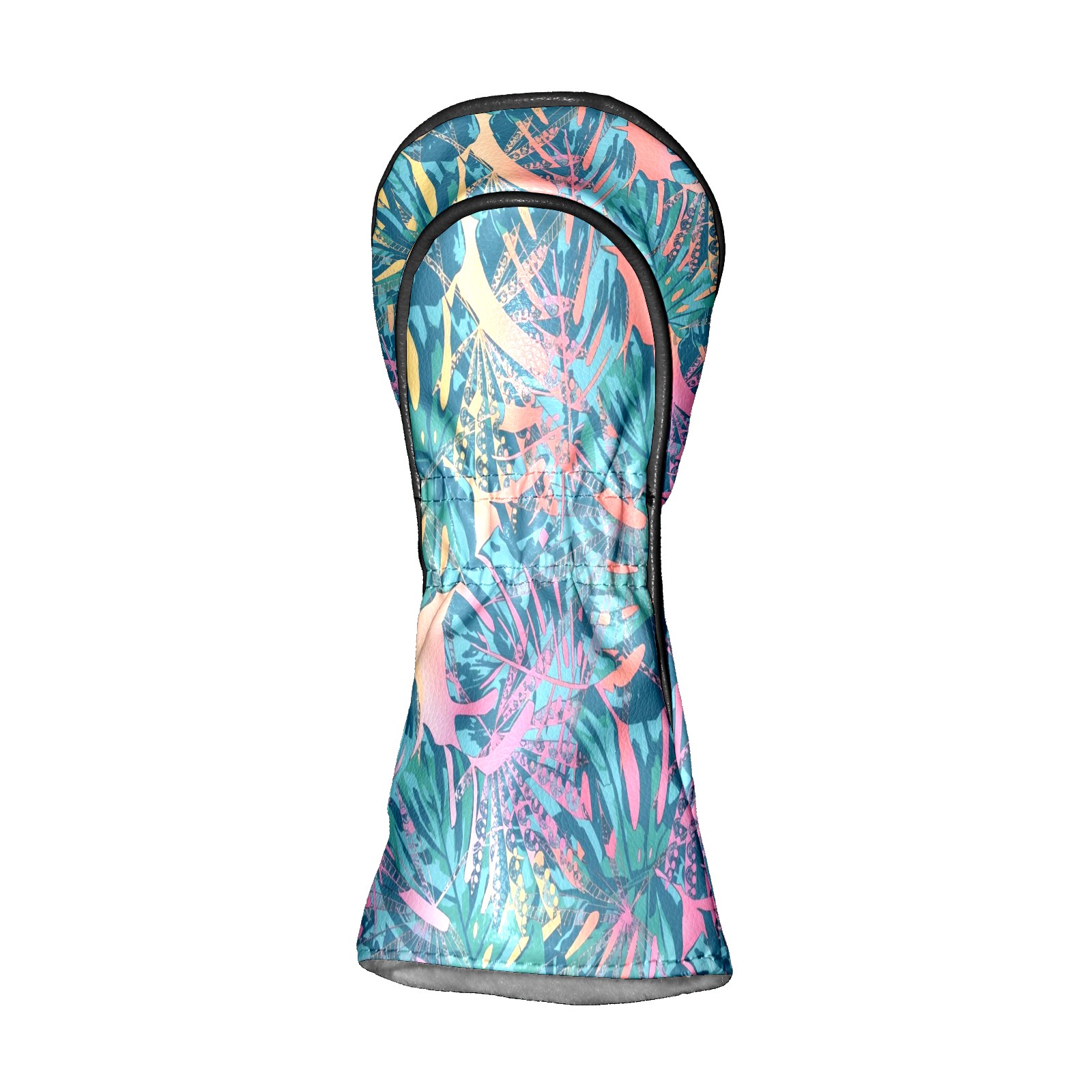 Golf Club Covers, Green Floral Premium PU Leather Driver Hybrid Putter Head Covers with Velvet Lining, Waterproof Golf Gifts for Men Women
