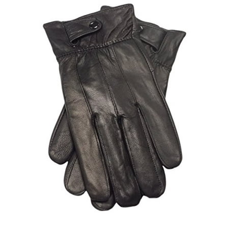 Men's Genuine Leather Warm Lined Driving Gloves (L, BLACK)