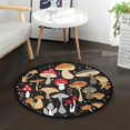 thumbnail image 5 of SKYSONIC White Mushroom Chanterelles Round Area Rug Chair Couch Cover Area Rug for Bedroom Floor Sofa Living Room Non-Slip Home Decor 3 x 3 Feet, 5 of 5