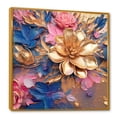 thumbnail image 2 of Designart "Pink Peony Surrounded By Gilded Leaves I" Poppies Floater Framed Wall Decor, 2 of 5