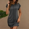 thumbnail image 1 of Ovzne Robes pour Femmes Robe de Plage Robe Décontractée Unie Col Rond Manches Courtes Robe Décontractée Robe pour Femmes Manches Courtes Liquidation, 1 of 7