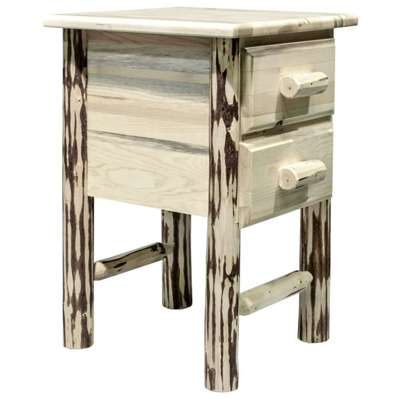 Montana Collection Nightstand with 2 Drawers, Clear Lacquer Finish
