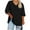 Black, variant on Lmnyox Oversized T Shirt Women's 3/4 Length Sleeve V Neck Basic Tee Plus Size Summer Casual Shirts Tops
