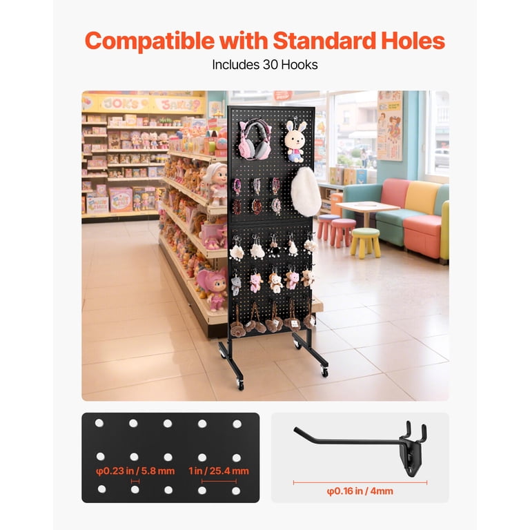 Kffkff Standing Pegboard Display, 23.6x63 In With 30 Hooks photo 4