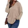thumbnail image 5 of Fmbrln Hoodies for Women Long Sleeve V Neck Lightweight Hooded Sweatshirts Fashion Solid Pullover Tops, 5 of 7
