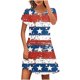 thumbnail image 2 of Puntoco Vestido De Cuello Redondo De Manga Corta Suelto Informal Estampado Del Día De La Independencia De Verano Para Mujer Azul Xxl,Regalos Para Mujer Joven, 2 of 5
