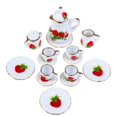 thumbnail image 4 of Juego de té en miniatura para niñas, juego de té, muebles para casa de muñecas, 15 piezas, tazas de porcelana a escala 1:12, vajilla con flores, teteras decorativas para cocina, 4 of 5