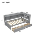 thumbnail image 3 of Wood Daybed Sofa Bed with Bookcase Storage and Two Drawers,USB Charging Ports Daybed for Living Room, Bedroom & Guest Room (Grey), 3 of 8