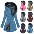thumbnail image 2 of Women's Slim Fit Hooded Parka Jacket Mid Length Winter Coat With Pockets Thick Warm, 2 of 10