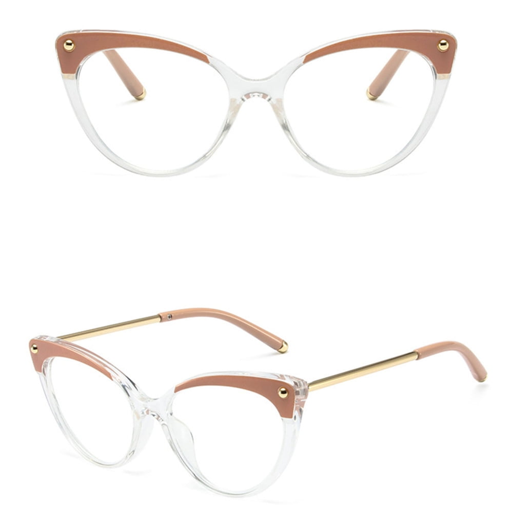 European Cat Eye Glasses with Large Frame Leopard Print Design