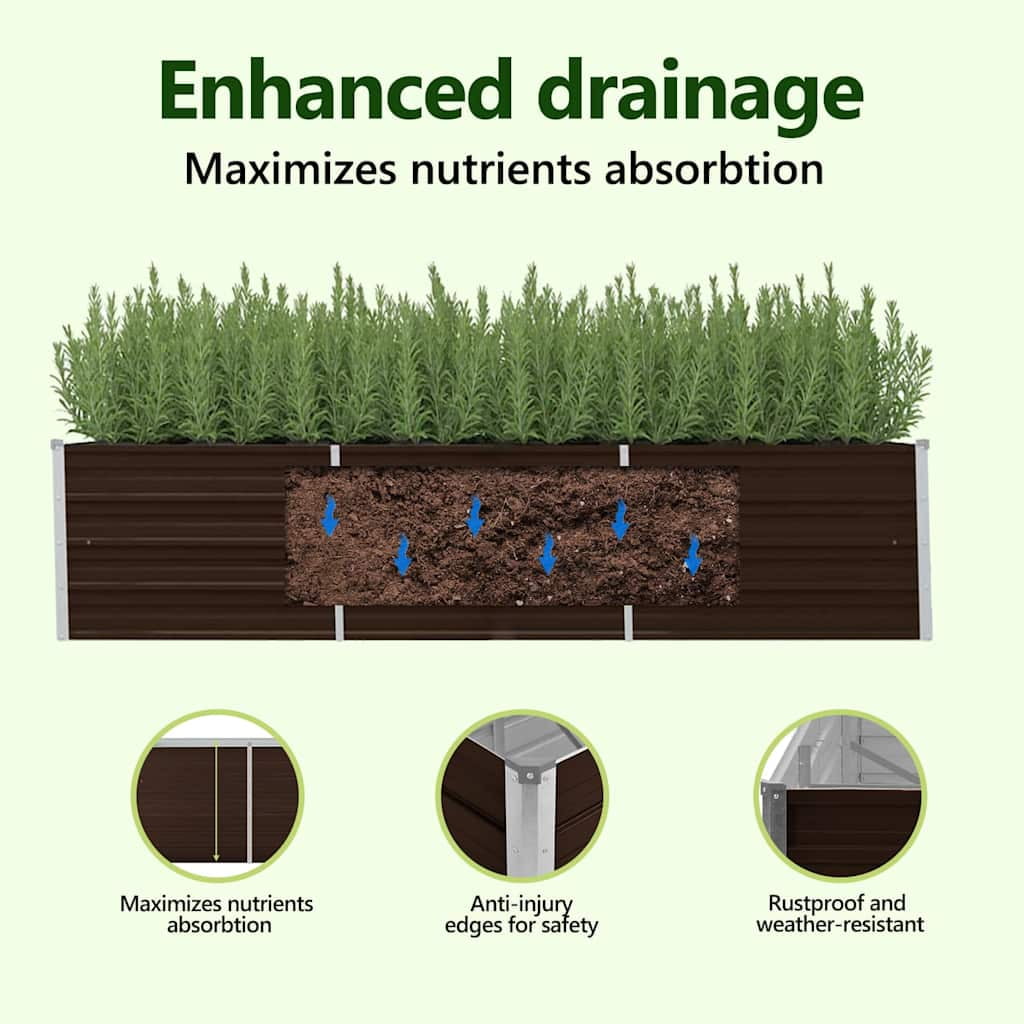 vidaXL Raised Garden Bed Raised Flower Bed Galvanized Steel Outdoor Planter