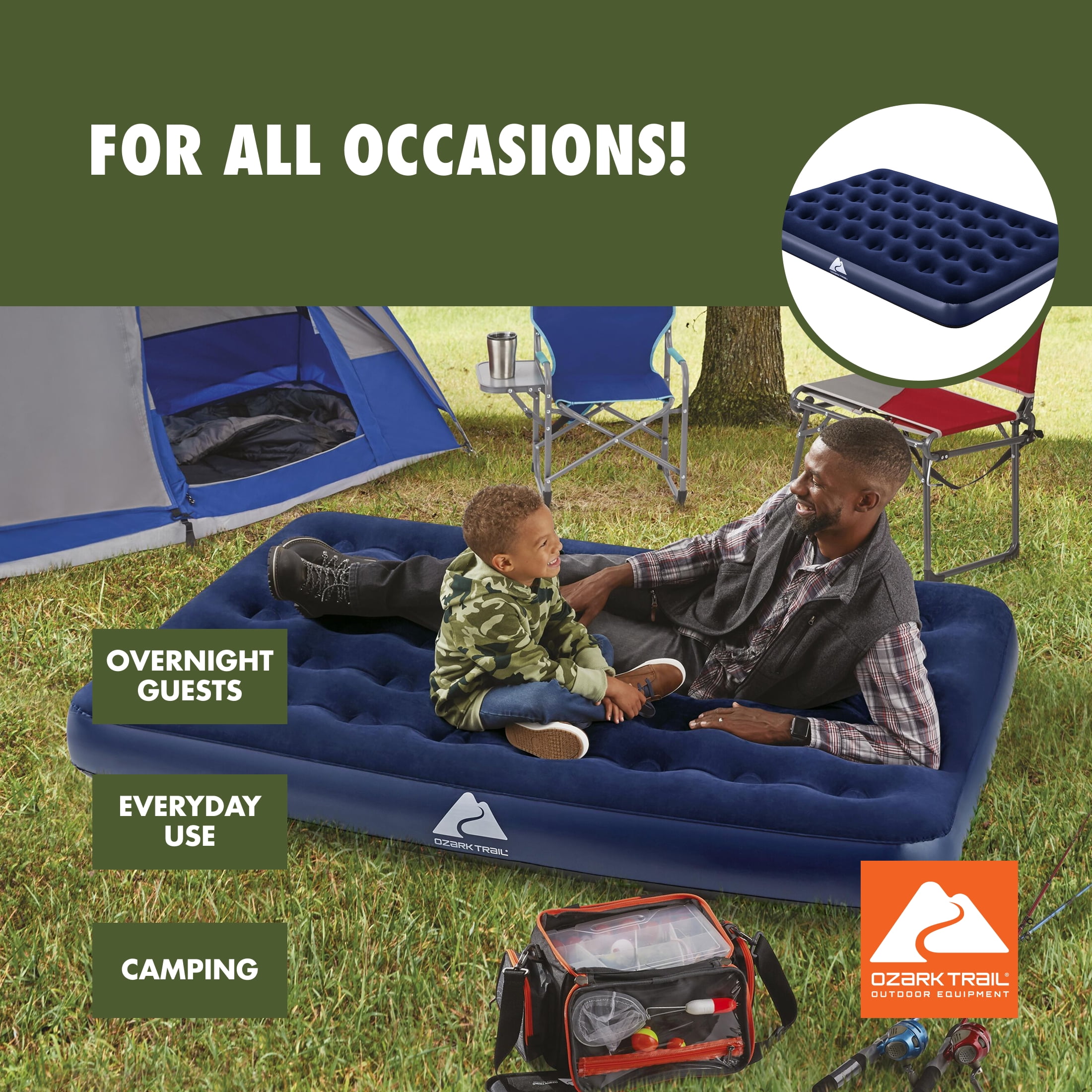 Ozark Trail Full Air Mattress, 10 inch Air Bed, Inflatable Air Mattress, Blow Up Mattress without Pump