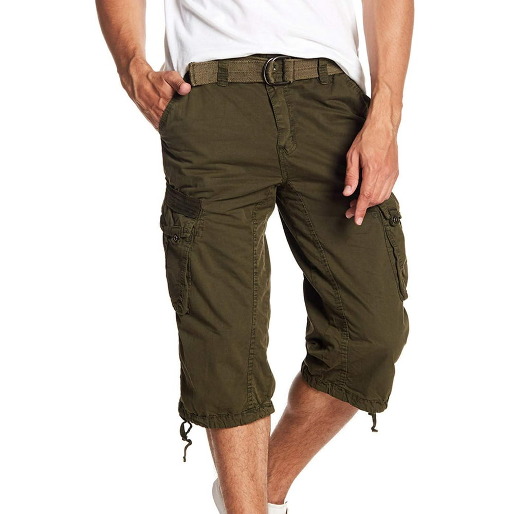 X Ray Jeans X RAY Men's Belted Tactical Cargo Long Shorts 18" Inseam Below Knee Length Multi
