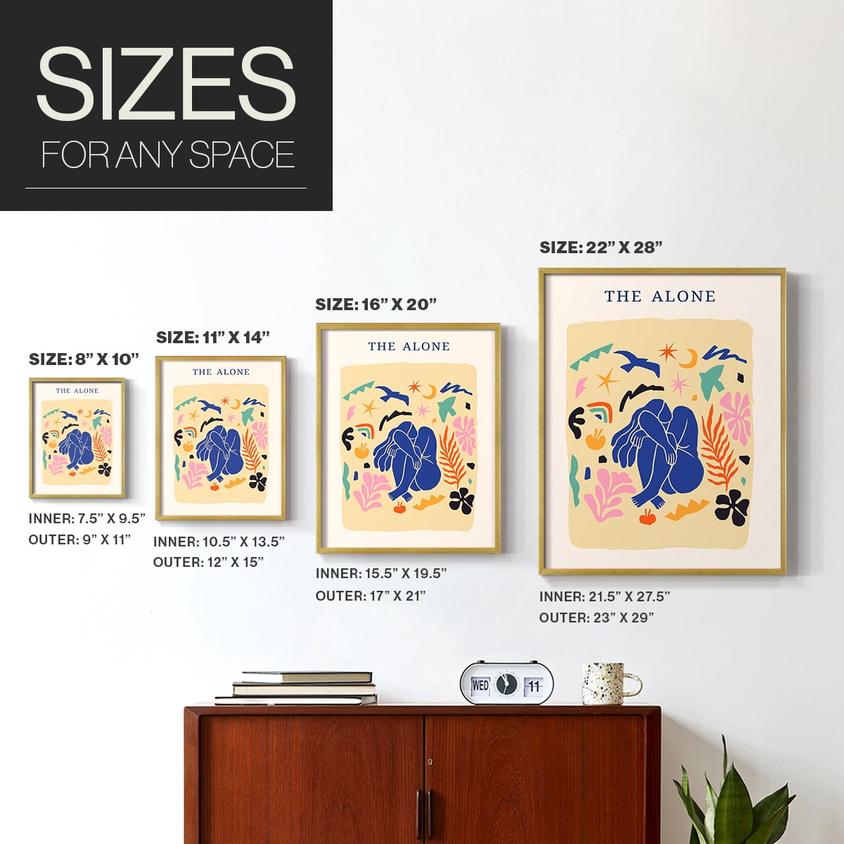 Matisse CDXLIII in Gold Solid Wood Framed Print No Nail Hanging
