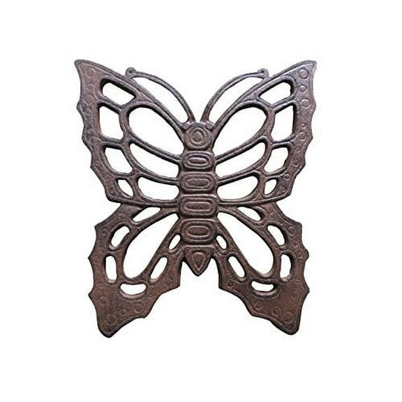 Comfy Hour Rustic Style Collection Cast Iron Garden Stepping Stone - Butterfly (Vintage Wash Black)
