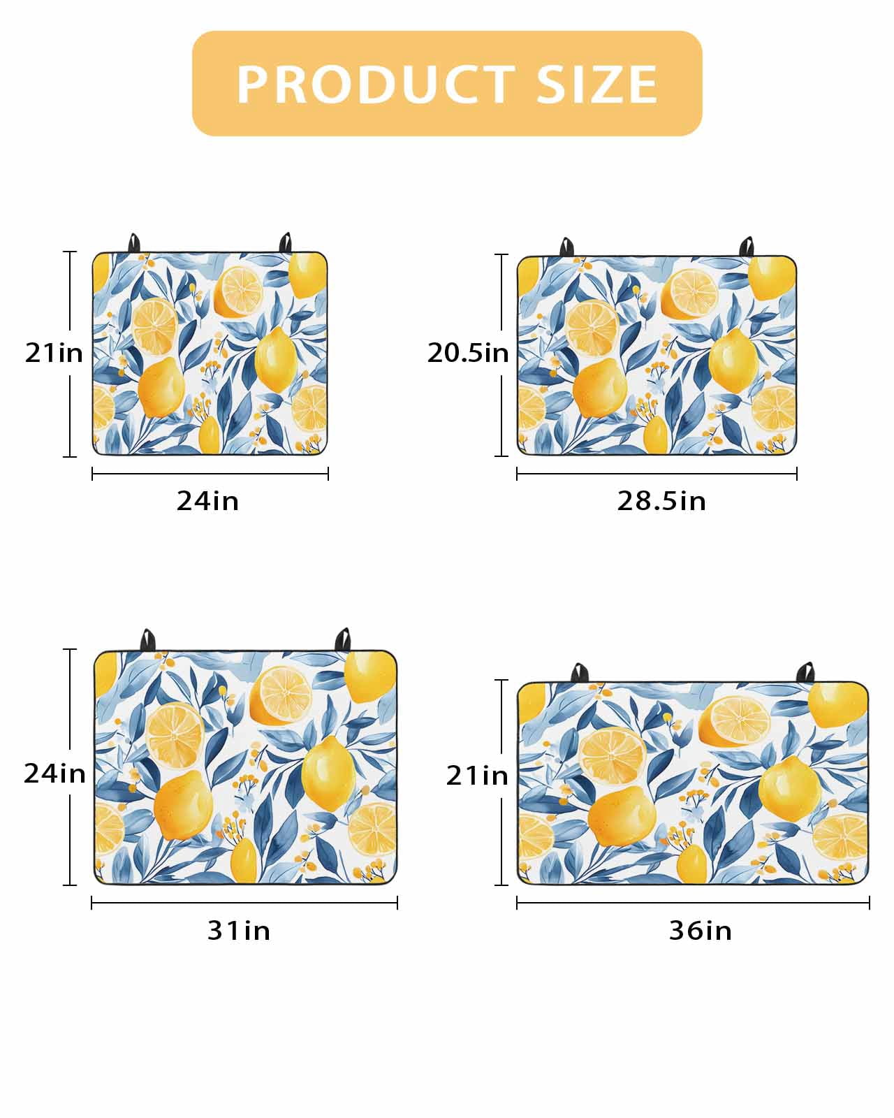 nqOlkjepod Large Induction Cooktop Protector Mat 31"x24", Summer Lemon Stove Top Covers for Electric Stove, Spring Pastoral Watercolor Fruit Blue Yellow Stove Burner Cover Mats Stove Cover