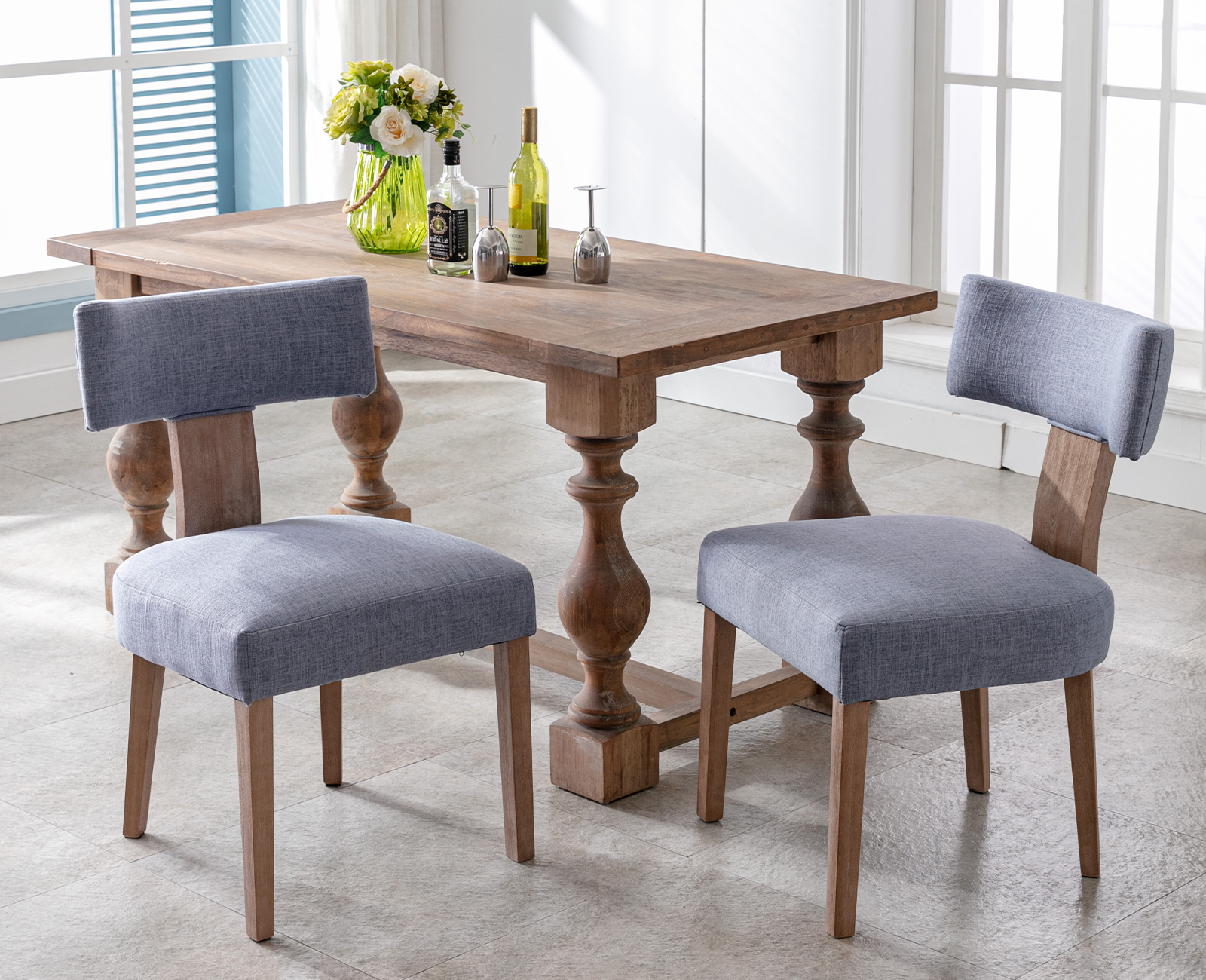 Guyou Elegant Upholstered Dining Chairs Set Of Two With Wooden Legs