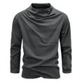 thumbnail image 2 of KyCheLot Men's Cotton Undershirt Long Sleeve Ruched Collar Pullover Pocket Soft Plus Size Tshirts, 2 of 7