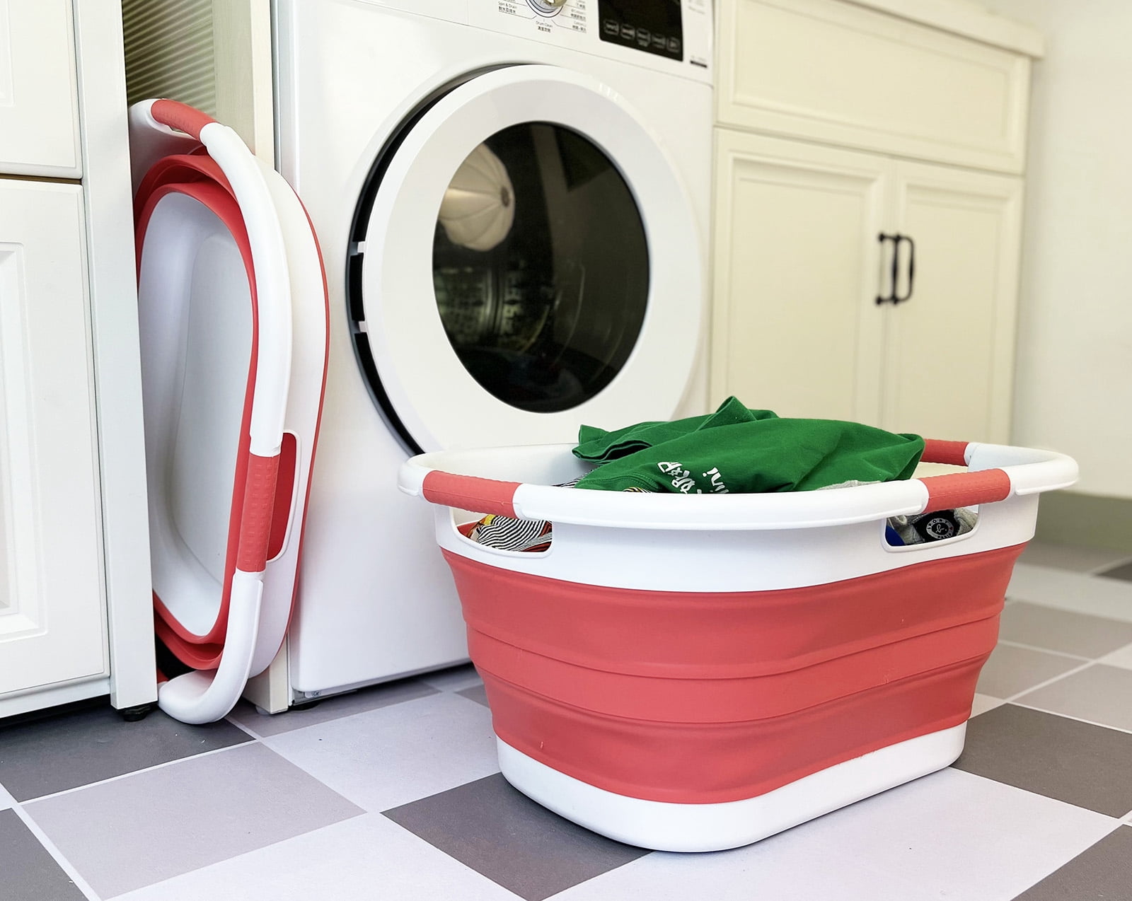 SAMMART 40L (10.5 gallon) Collapsible Plastic Laundry Basket - Foldable Storage Container- Portable Washing Tub - Space Saving Hamper
