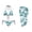 Blue Palm, variant on Women’s Swimsuit Set 3 Piece Hawaii Green Palm Print V-Neck Triangle Top Side Tie Drawstring Bikini Set and Long Sarong Cover Up Set for Women