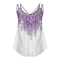thumbnail image 3 of Spaghetti Straps Cami Top For Women Flower Print Sleeveless T-Shirt Womens Sexy Pleated Tank Top Crew Neck Casual Comfortable T Shirt Women's 2024 Summer Tops, 3 of 5