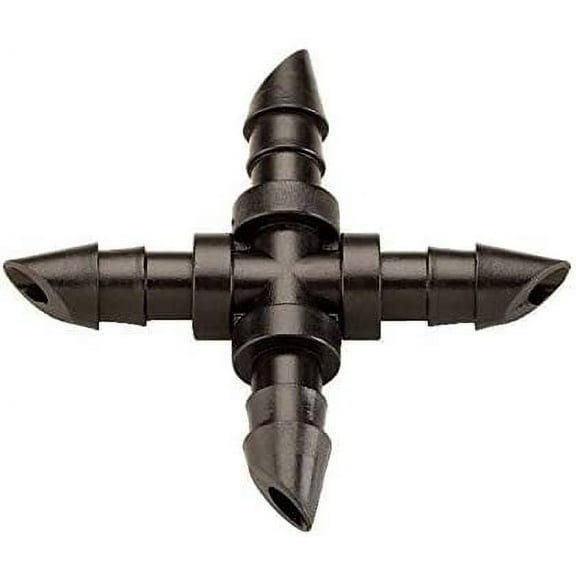 (100 Pack) - Barbed 1/4"-Inch Drip 4-Way Cross Fitting (fits 0.140/0.170 ID) 90-Degree 2-Way Connector