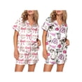 thumbnail image 3 of Suagox Women Pajamas Set 2 Pieces Loungewear Suits Bowknot Baseball Print Short Sleeve Loose Tops and Shorts Sleepwear Outfits, 3 of 10