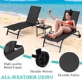 thumbnail image 4 of Yoleny Chaise Longue de Patio de 66 cm de Large avec Roulettes, Ensemble de 2 Chaises Longues de Piscine avec Dossier Réglable, Chaises Longues d'Extérieur en Textilène Imperméable avec Table d'Appoint pour Patio Ou Terrasse de Piscine, Noire, 4 of 7