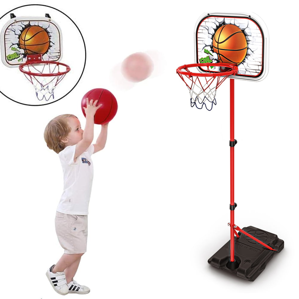 Adjustable Height Basketball Hoop with Stand for Indoors Outdoors Children Toy Birthday Gift Portable Adjustable Basketball Hoop & Net Set 