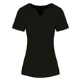 thumbnail image 7 of Dagugfen Crop Tops for Women Notch V Neck Short Sleeve Tshirts with Built in Bra Solid Color, 7 of 7