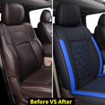 thumbnail image 2 of Coverado Custom Fit Dodge RAM Seat Cover with Curved Back Bench Seat, Full Set Waterproof Leather Truck Pickup Seat Protectors Fit 2002-2023 1500/ 2010-2023 2500 3500 Crew Quad Cab, Blue, 2 of 6