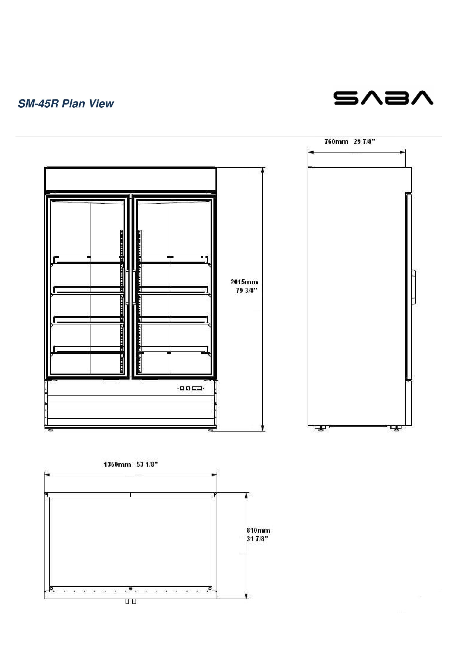 Heavy Duty Commercial 45 cu ft Glass (2 Door) Merchandiser Refrigerator with Swing Door