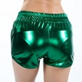 thumbnail image 4 of Fashion Women High Waist Yoga Sport Pants Shorts Shiny Metallic Pants Leggings, Green Size: S-2Xl, 4 of 6