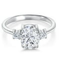 thumbnail image 2 of Gem Stone King 925 Sterling Silver CZ Simulated Diamond 3 Stone Engagement Ring for Women (3.15 Cttw, Oval 9X7MM, Round 2.5MM, Available in Size 5,6,7,8,9), 2 of 5