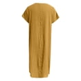 thumbnail image 7 of Avolia Plus Size Women Short Sleeve Dress with Pockets Pleats Round Neck Lightweight Casual Wear Yellow S, 7 of 7