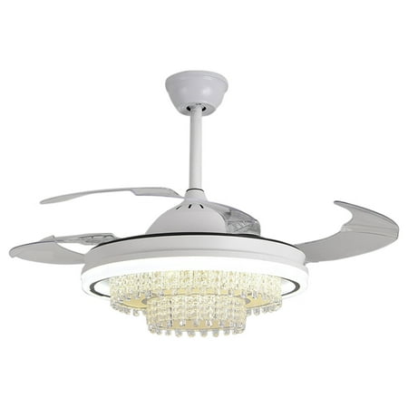 

Fan Light Ceiling Fan Household Living Room Dining Bedroom Ceiling 3 Speed Remote Control Dimmable Fan Chandelier White Abs