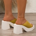 thumbnail image 6 of Xfvqtps Womens Slide Sandals Open Square Toe Knit Chunky Block Heel Casual Comfort House Shoes Summer Spring Outdoor Indoor Slides, 6 of 9