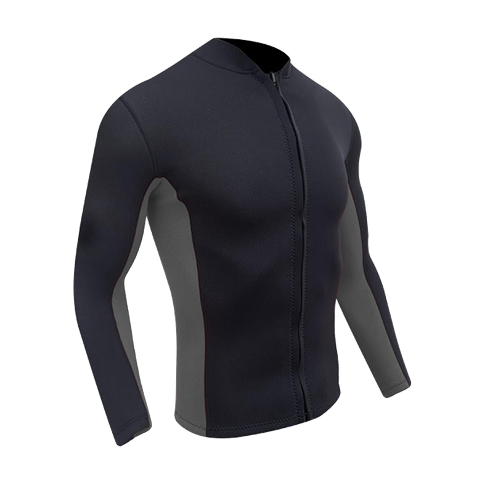 Men Wetsuits Tops 2mm Neoprene Long Sleeve Surfing Swimming Front Zip
