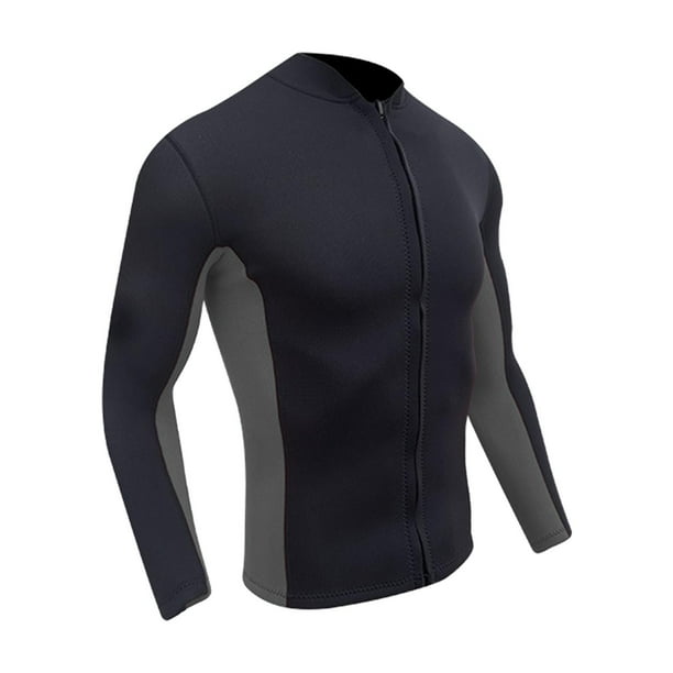 Traje de neopreno de manga larga para hombre de 2 mm para snorkel, surf y buceo. Gris Negro XL
