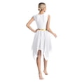 thumbnail image 2 of Haitryli Womens Asymmetrical Liturgical Praise Dance Dress High Low Worship Metallic Color Block Dancewear White M, 2 of 7