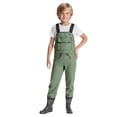 thumbnail image 2 of Wuxian Kids Chest Waders Solid Color Cartoon Print Sleeveless Youth Fishing Waders With Boots Waterproof Boys Girls Breathable Suspender Trousers Lightweight Bootfoot Sets,Army Green,4.5-5 Years, 2 of 9