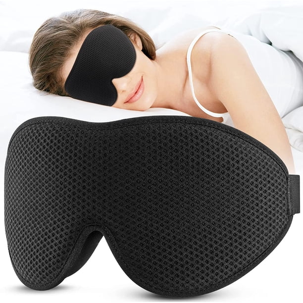 Antifaz para dormir, antifaz para dormir, antifaz para dormir para mujeres y hombres, copa contorneada 3D, sin presión ocular, 99% de bloqueo, antifaz para dormir con correa ajustable, venda para los