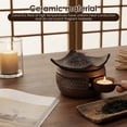 thumbnail image 4 of Grusce Zen Ceramic Incense Holder with Wood Tongs Tealight Wax Warmer and Essential Oil Burner for Wax Melts with Tealight Holder Aromatherapy Stove for Bedtime Calm Home and Office, 4 of 9